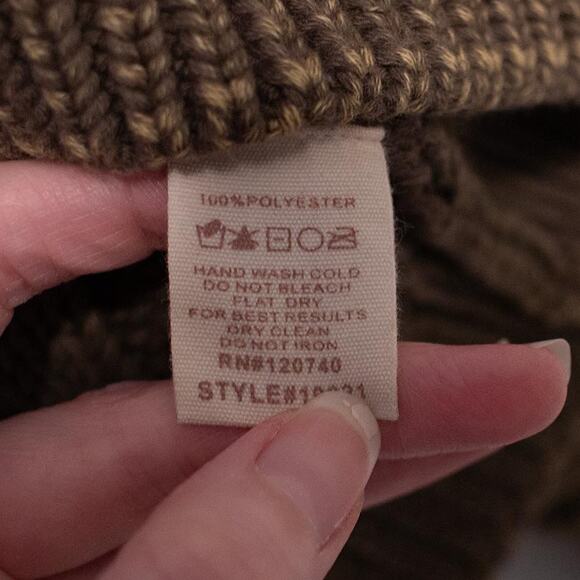 S Distressed Boho Mystree Anthropologie Boho Sweater Green Poof Chunky Mockneck - Picture 5 of 7